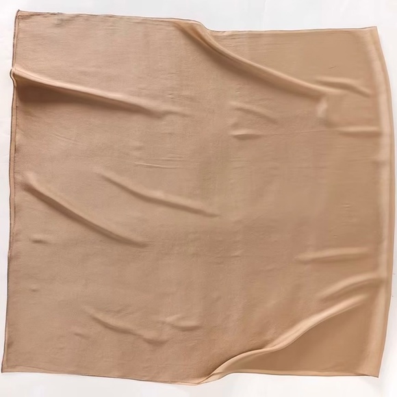 Light Camel Brown 100% SILK SATIN Large Shawl Scarf Wrap Beige Wedding CoverUp - Picture 5 of 7